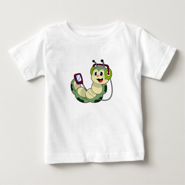 Caterpillar Headphone Music Baby T-Shirt (Front)