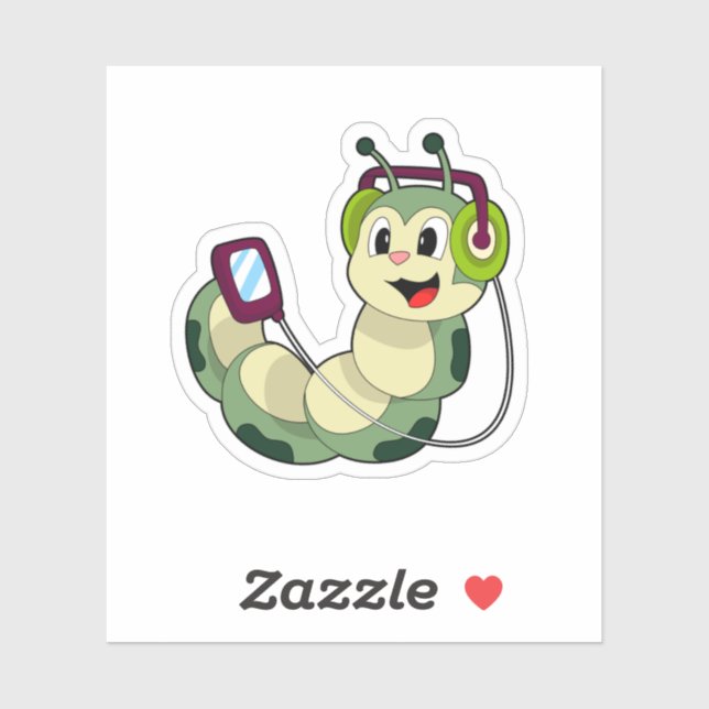 Caterpillar Headphone Music Sticker (Sheet)