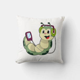 Caterpillar Headphone Music Throw Pillow
