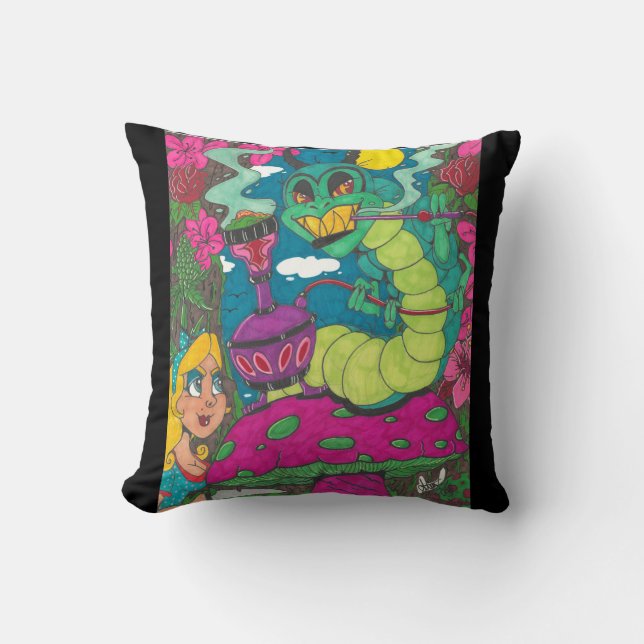 Caterpillar Hookah Throw Pillow (Front)