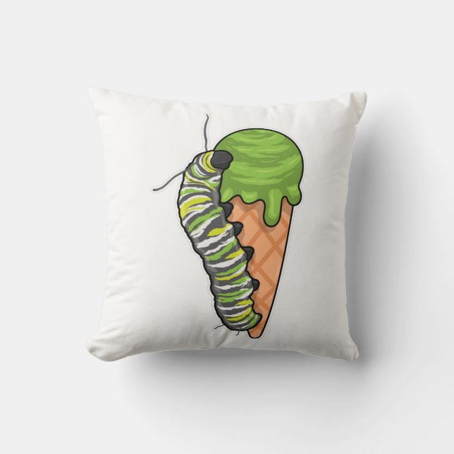 Caterpillar Ice cream Throw Pillow (Front)