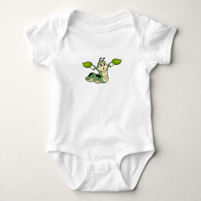 Caterpillar Leaves Baby Bodysuit (Front)