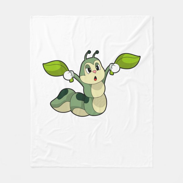 Caterpillar Leaves Fleece Blanket (Front)
