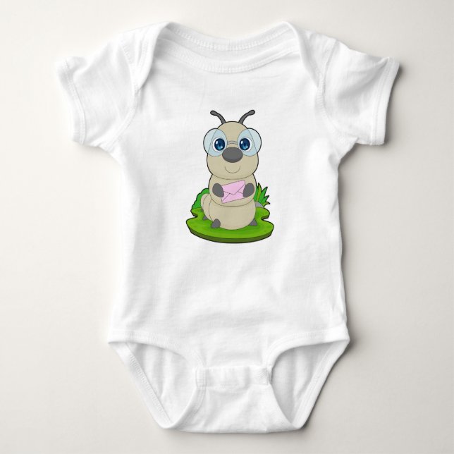 Caterpillar Letter Baby Bodysuit (Front)