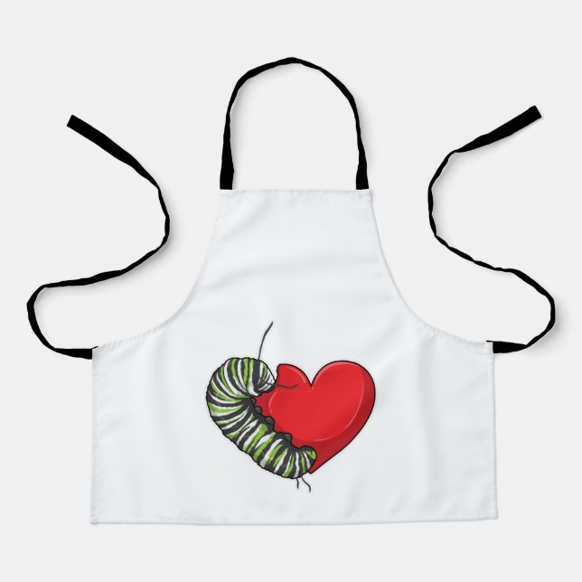 Caterpillar Love Heart Apron (Front)
