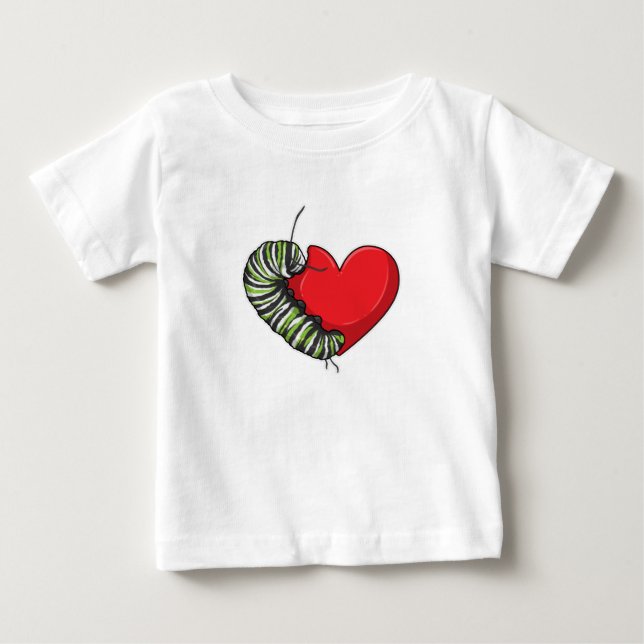Caterpillar Love Heart Baby T-Shirt (Front)