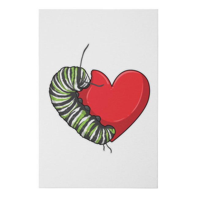 Caterpillar Love Heart Faux Canvas Print (Front)