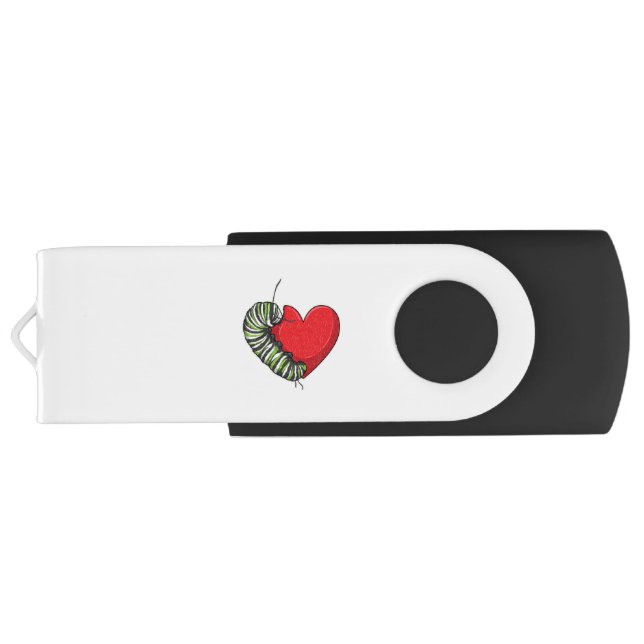 Caterpillar Love Heart Flash Drive (Back)