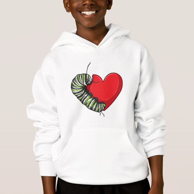 Caterpillar Love Heart Hoodie (Front)