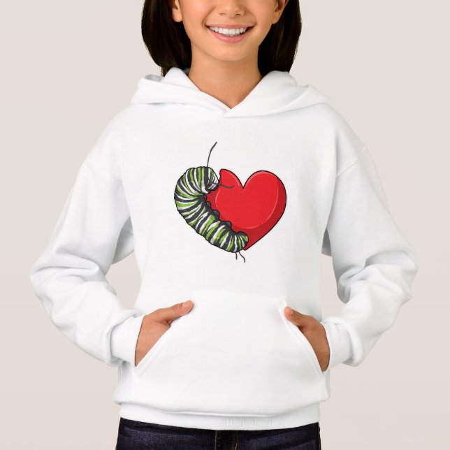 Caterpillar Love Heart Hoodie (Front)