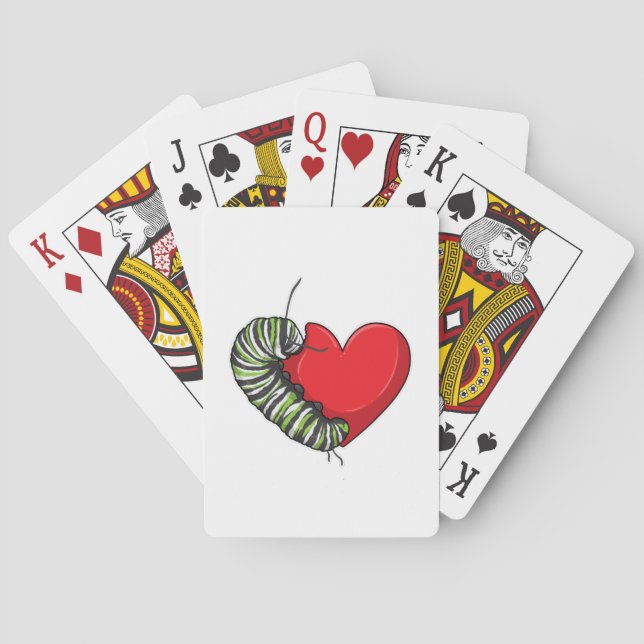 Caterpillar Love Heart Poker Cards (Back)