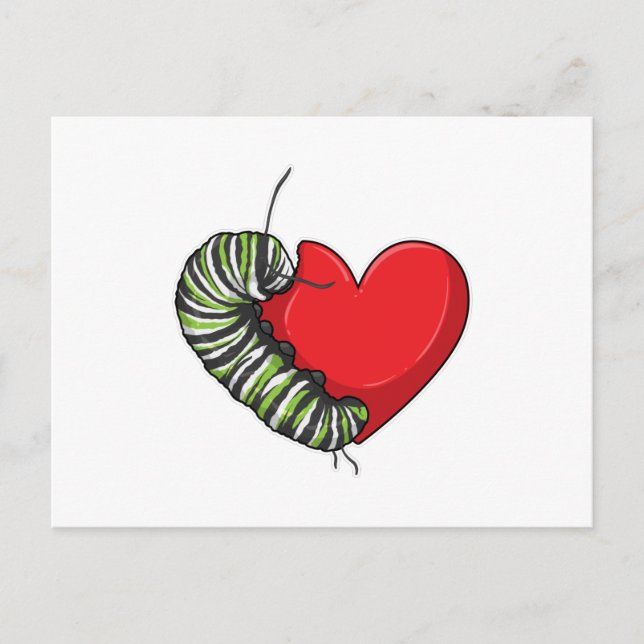 Caterpillar Love Heart Postcard (Front)