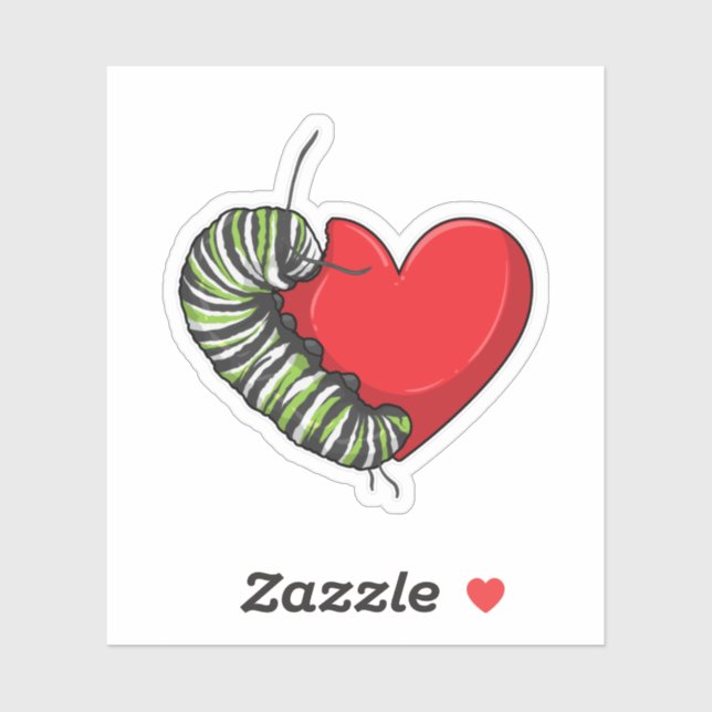 Caterpillar Love Heart Sticker (Sheet)