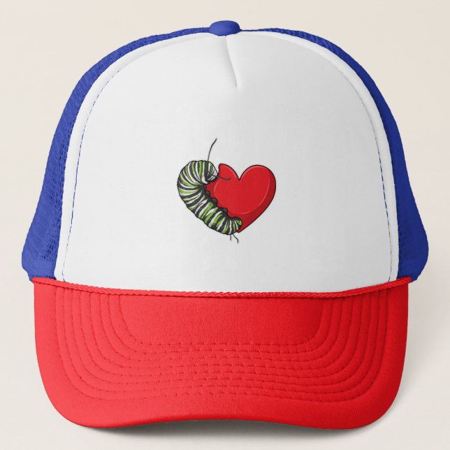Caterpillar Love Heart Trucker Hat (Front)