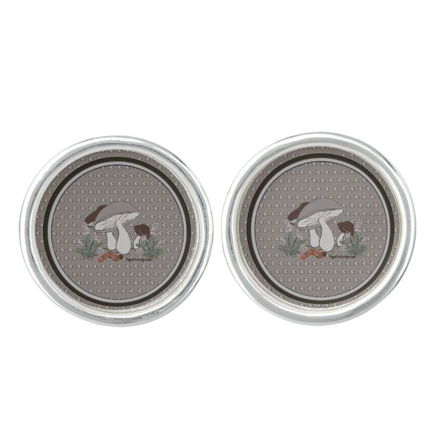 caterpillar mushroom pattern Cufflinks  (Front)