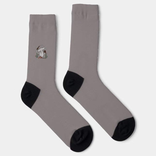  Caterpillar & Mushrooms mauve crew socks (Right)