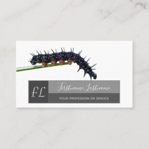 Caterpillar nature lover gray rectangle monogram b business card
