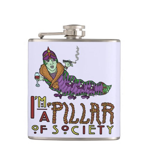 Caterpillar of Society Animal Pun Art Deco Hip Flask