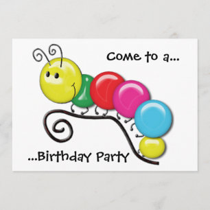 Caterpillar on a Twig Birthday Party Invitation