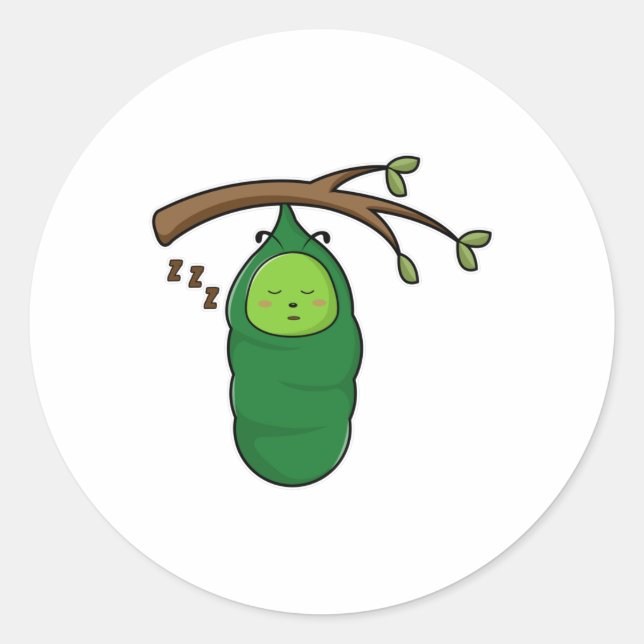 Caterpillar on Tree Classic Round Sticker (Front)