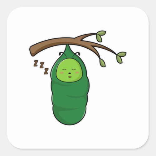 Caterpillar on Tree Square Sticker