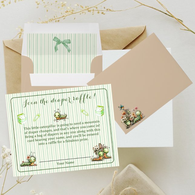 Caterpillar Shower Diaper Raffle/ Book Request Note Card (Creator Uploaded)