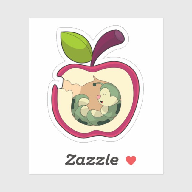 Caterpillar Sleeping Apple Sticker (Sheet)