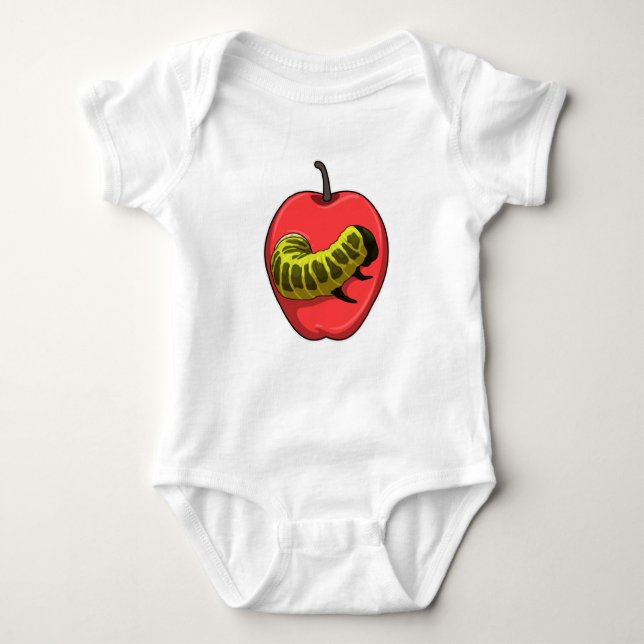 Caterpillar with Apple Baby Bodysuit (Front)