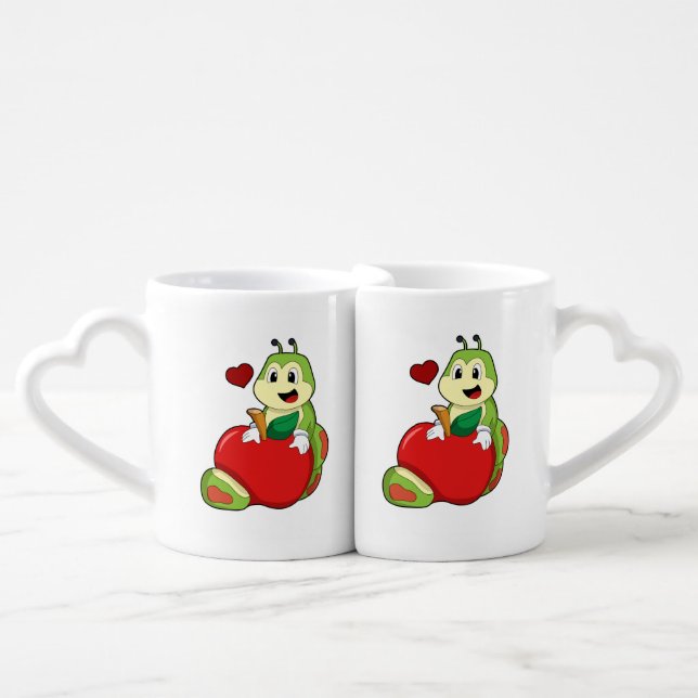 Caterpillar with Apple Coffee Mug Set (Front Nesting)