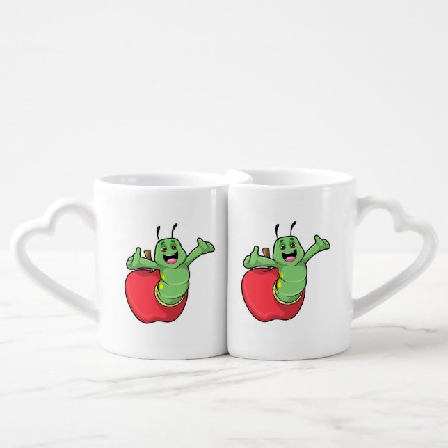 Caterpillar with Apple Coffee Mug Set (Front Nesting)