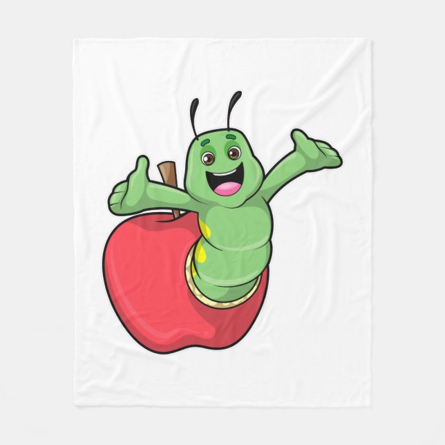 Caterpillar with Apple Fleece Blanket (Front)
