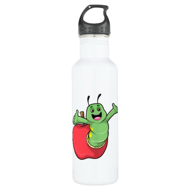 Caterpillar with Apple Stainless Steel Water Bottle (Front)