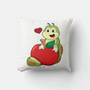 Caterpillar with Apple Throw Pillow
