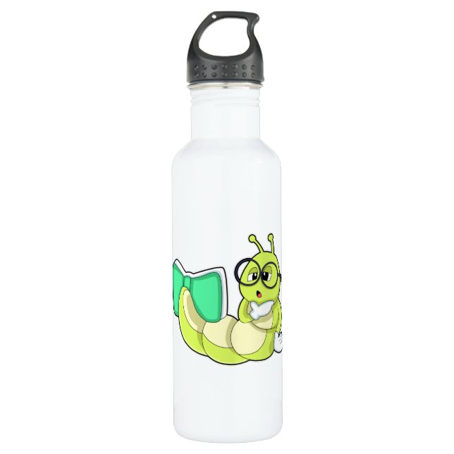 Caterpillar with Book Stainless Steel Water Bottle (Front)