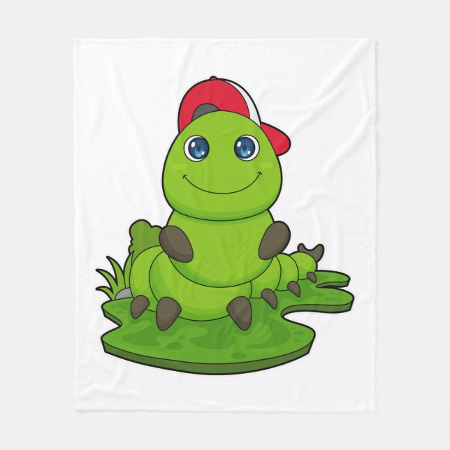 Caterpillar with Cap Fleece Blanket (Front)