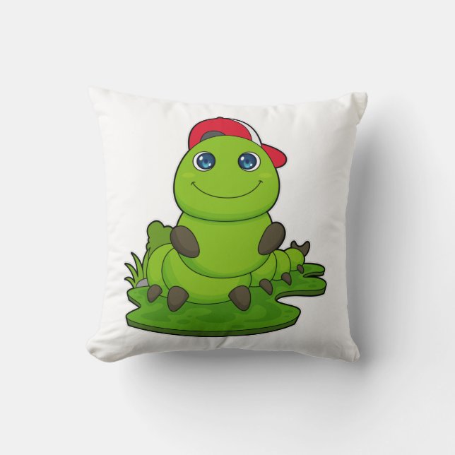 Caterpillar with Cap Throw Pillow (Front)