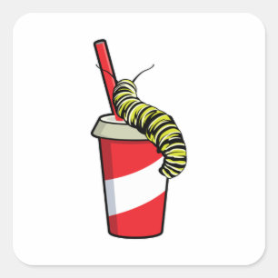 Caterpillar with Drink Square Sticker