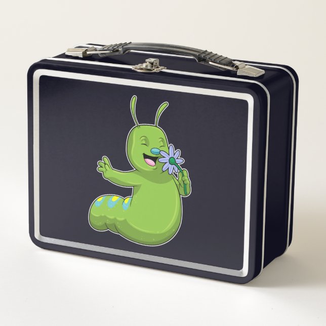 Caterpillar with Flower Daisy Metal Lunch Box (Front)