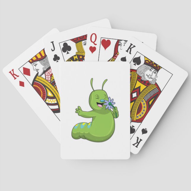 Caterpillar with Flower Daisy Poker Cards (Back)