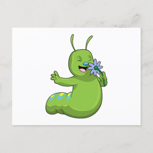 Caterpillar with Flower Daisy Postcard