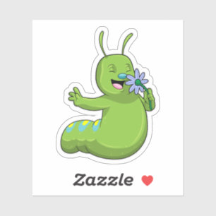 Caterpillar with Flower Daisy Sticker