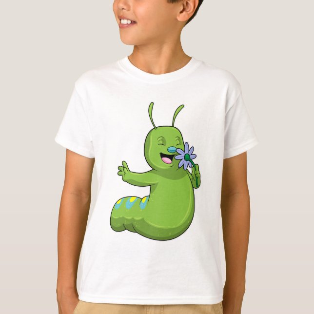 Caterpillar with Flower Daisy T-Shirt (Front)