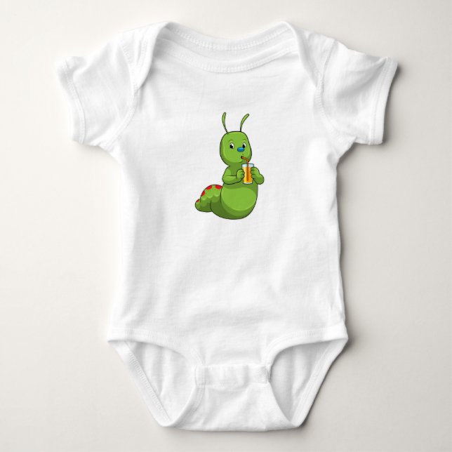 Caterpillar with Glass of Orange juice Baby Bodysuit (Front)