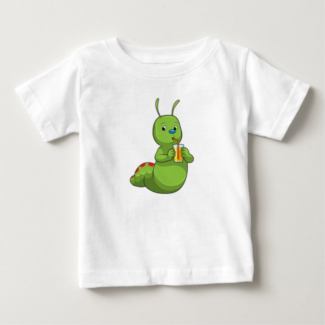Caterpillar with Glass of Orange juice Baby T-Shirt (Front)