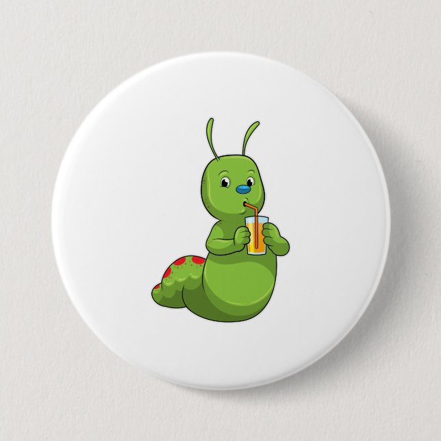 Caterpillar with Glass of Orange juice Button (Front)