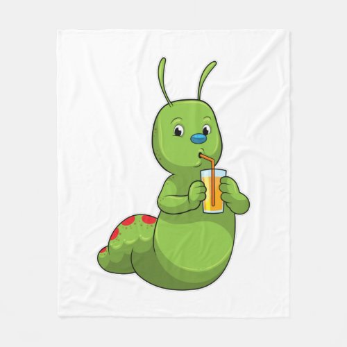 Caterpillar with Glass of Orange juice Fleece Blanket