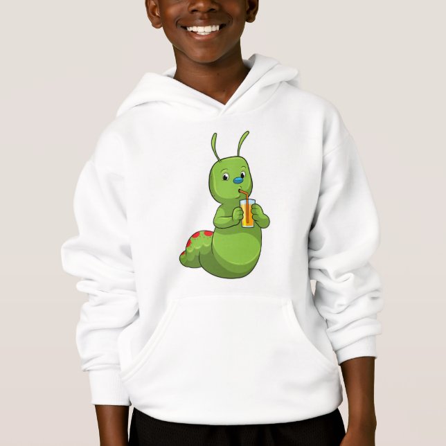 Caterpillar with Glass of Orange juice Hoodie (Front)