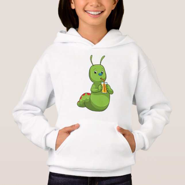 Caterpillar with Glass of Orange juice Hoodie (Front)