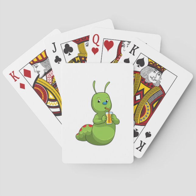 Caterpillar with Glass of Orange juice Poker Cards (Back)