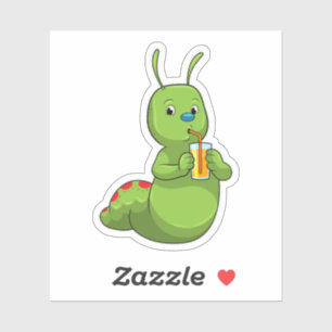 Caterpillar with Glass of Orange juice Sticker
